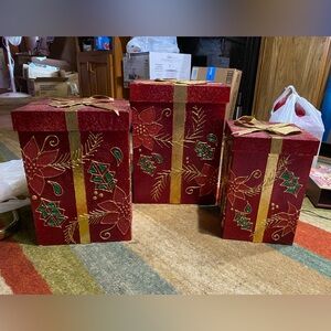 Set Of 3 Decorative Holiday Boxes (New)